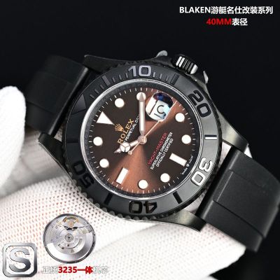 SJ Factory Rolex Yacht-Master 40mm Titanium 3235 Movement Brown Face Flurorubber Strap Watch
